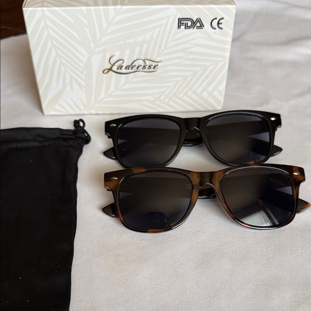 Ladeesse Black and Brown Reader Sunglasses Set